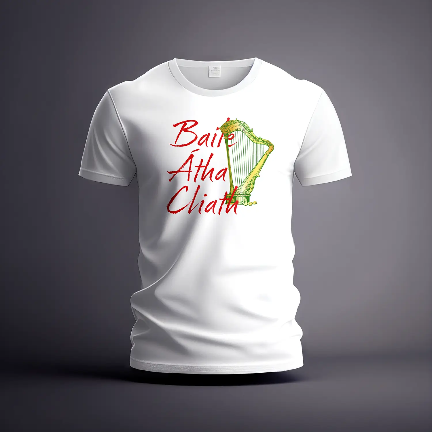 CraicTee-Baile Átha Cliath Dublin T-Shirt | Gold Irish Harp Tee | Dublin Heritage Graphic - Image 2