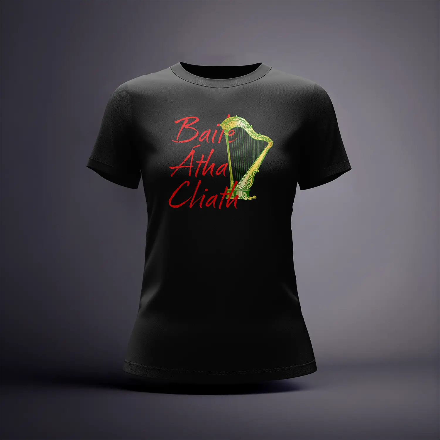 CraicTee-Baile Átha Cliath Dublin T-Shirt | Gold Irish Harp Tee | Dublin Heritage Graphic - Image 3