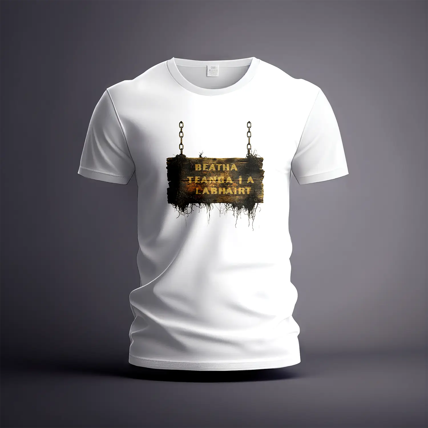 CraicTee-Beatha Teanga i a Labhairt Irish T-Shirt | Gaeilge Language Quote | Rustic Wood Design