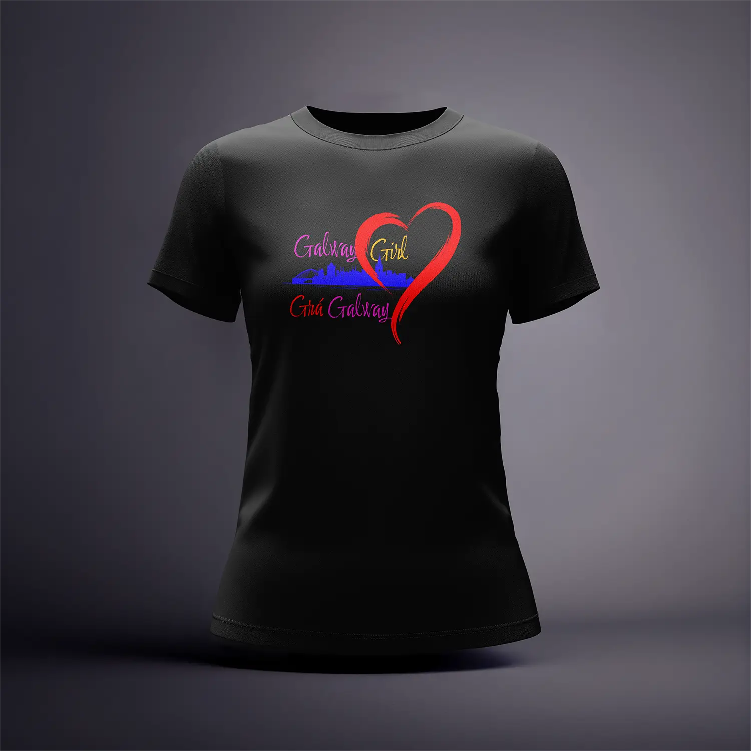 CraicTee-Galway Girl Grá Galway T-Shirt | Galway City Heart Graphic | Irish City Pride Tee