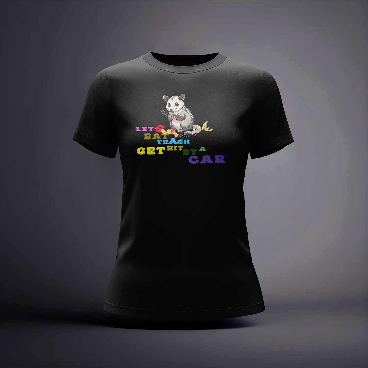 CraicTee-Let's Eat Trash Get Hit By A Car Raccoon T-Shirt | Unhinged Meme Tee | Dark Humor Raccoon| No Car Lights - Image 5