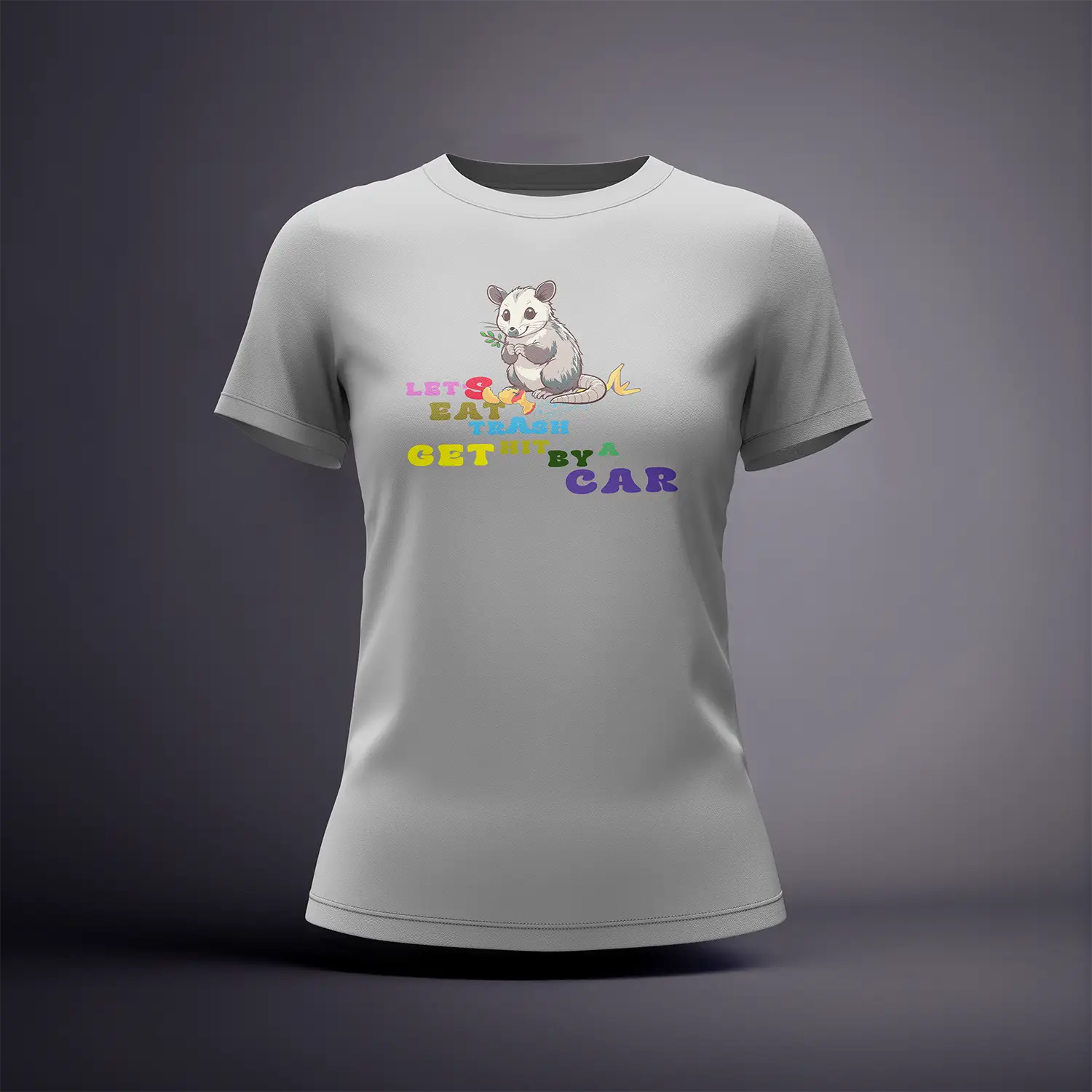 CraicTee-Let's Eat Trash Get Hit By A Car Raccoon T-Shirt | Unhinged Meme Tee | Dark Humor Raccoon| No Car Lights