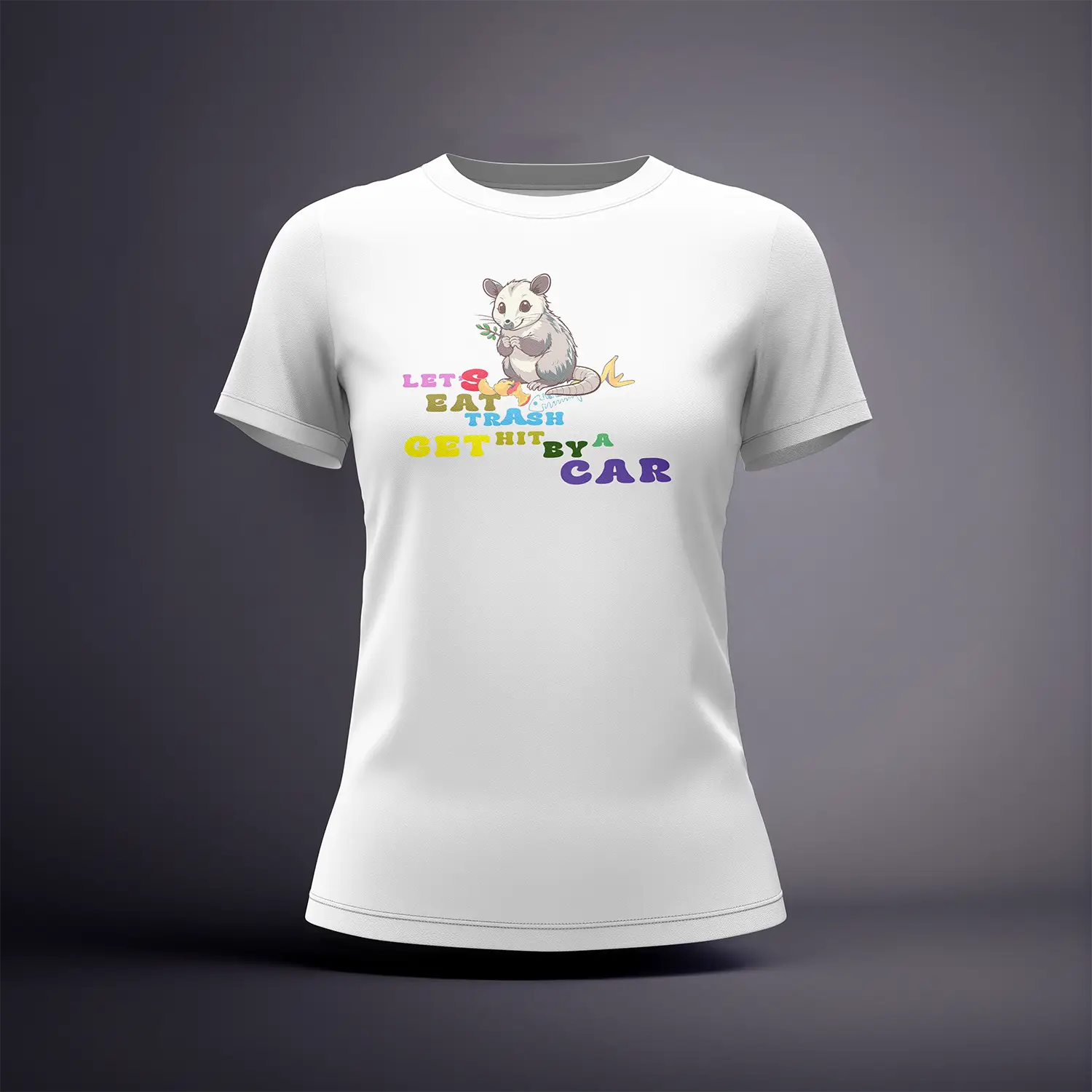 CraicTee-Let's Eat Trash Get Hit By A Car Raccoon T-Shirt | Unhinged Meme Tee | Dark Humor Raccoon| No Car Lights - Image 2