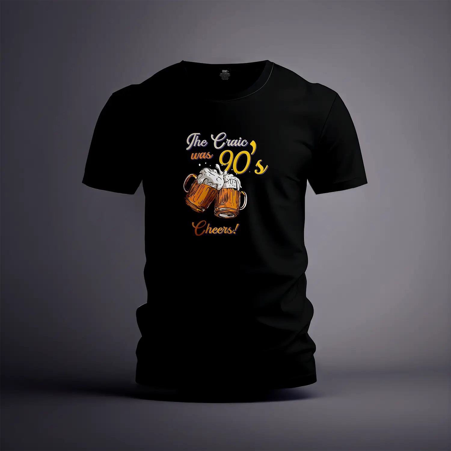CraicTee-The Craic Was The 90s T-Shirt | Retro Irish Drinking Tee | Cheers Pints Beer Graphic