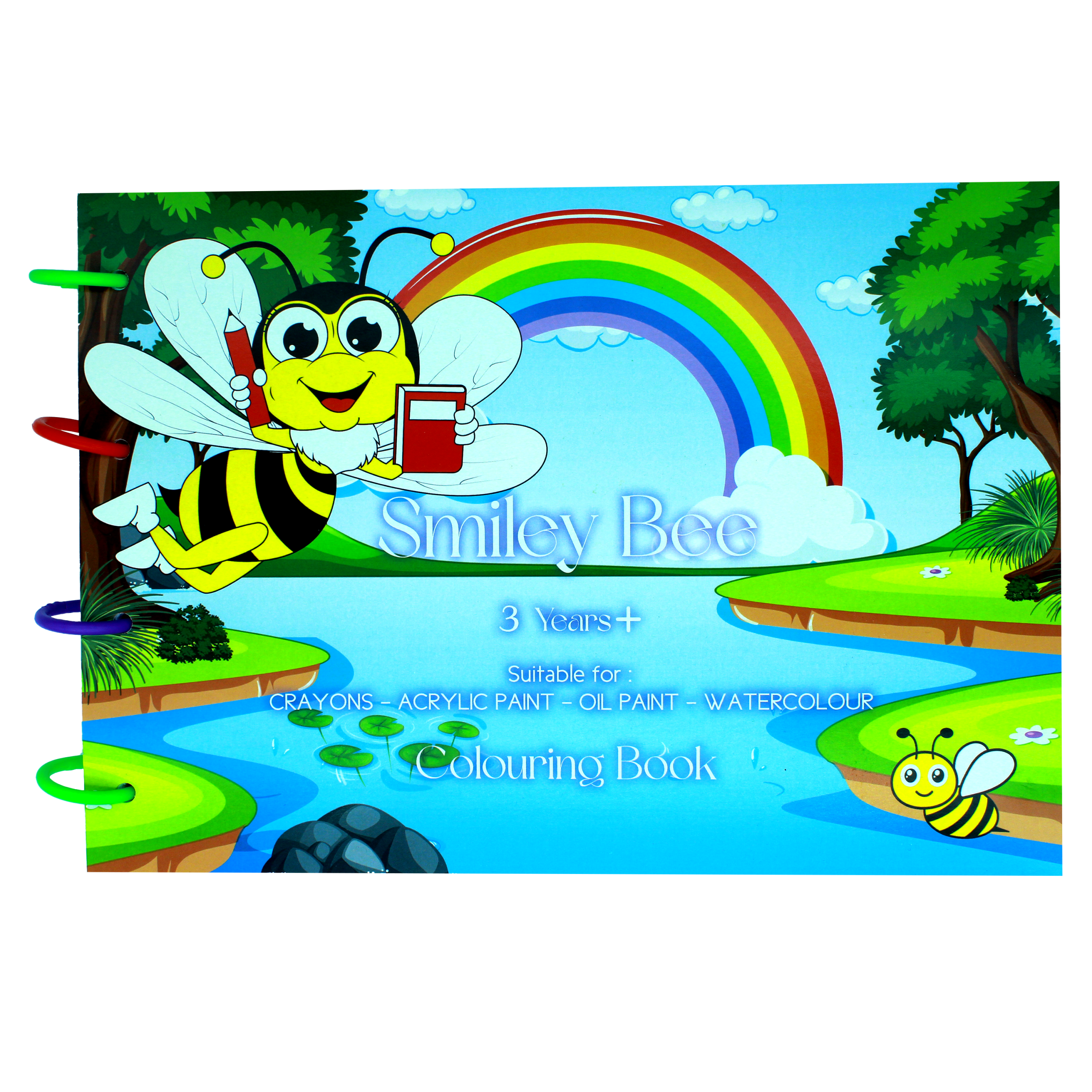 Colouring Book 3in1 for Kids A4 Thick Paper Detachable Sheets with Interactive Pages and Games Smiley Bee